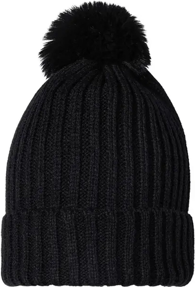 Muts - Damesmuts met pompon - Zwart