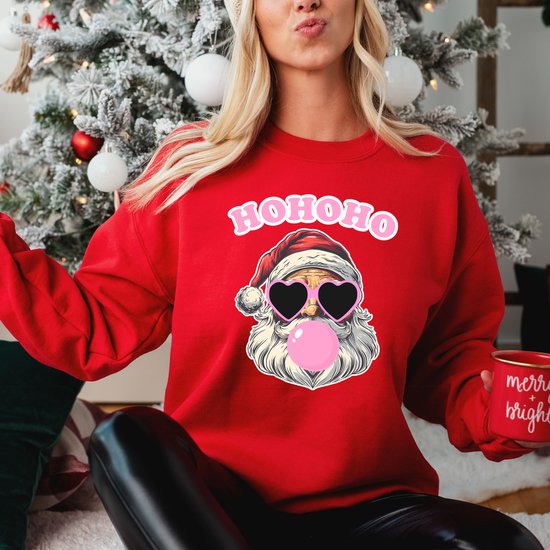 Pull De Noël Femme Enceinte Motif Père Noël - Sweatshirt Annonce Grossesse - Taille S à XL - Rouge Ou Noir