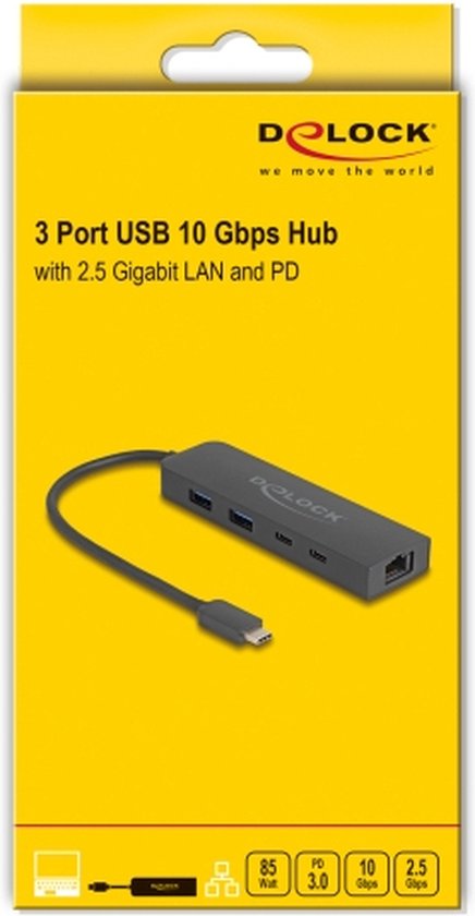 DeLOCK 64110 interface hub USB 3.2 Gen 2 (3.1 Gen 2) Type-C 10000 Mbit ...