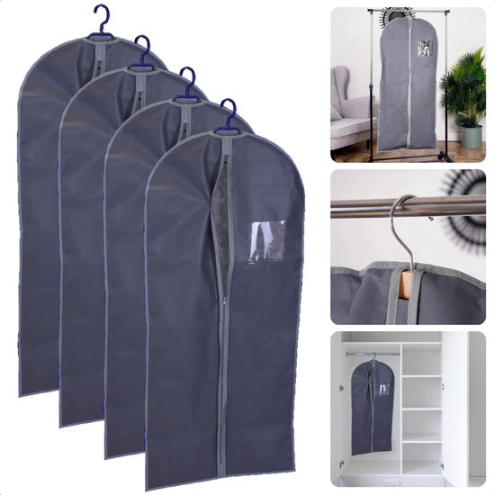 Kledinghoes transparant, 150 cm., met rits