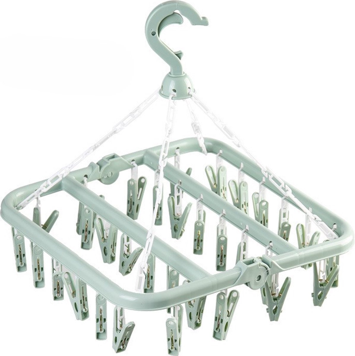 Goedkoopste Kledingdroogrek met 32 ​​clips en opvouwbaar sokkenrek voor het ophangen van druppels - groente