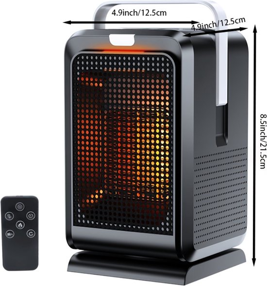 Bovista Elektrische Kachel - Haard - Heater - Mini Kachel - Luchtblazer - Zwart