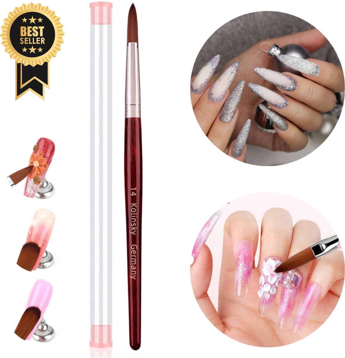 Goedkoopste GUAPÀ® Acryl Penseel | Nagel Penselen | Kolinksy Acrylic Brush | Nail Art penselen | Nail Brush | Nepnagels | Acrylic Nails | Acryl Brush Nr 14 | Acryl Forms | Kolinksy Acryl Penseel Maat 14