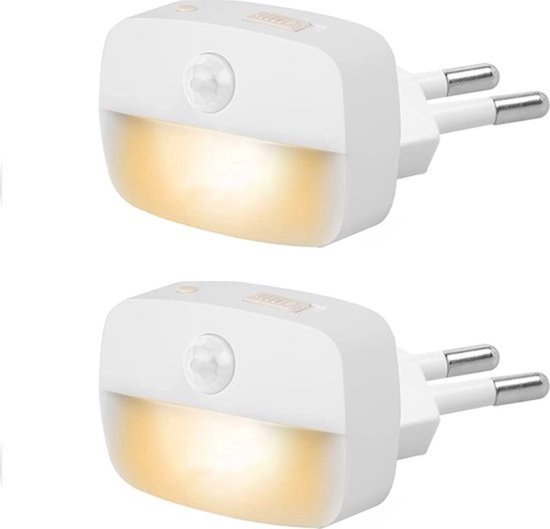 Foto: Nachtlampje met bewegingssensor plug in led nachtlampje stopcontact 3 standen 2 stuks