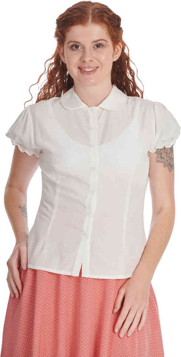 Banned - Betsy Bloom Blouse - 2XL - Wit