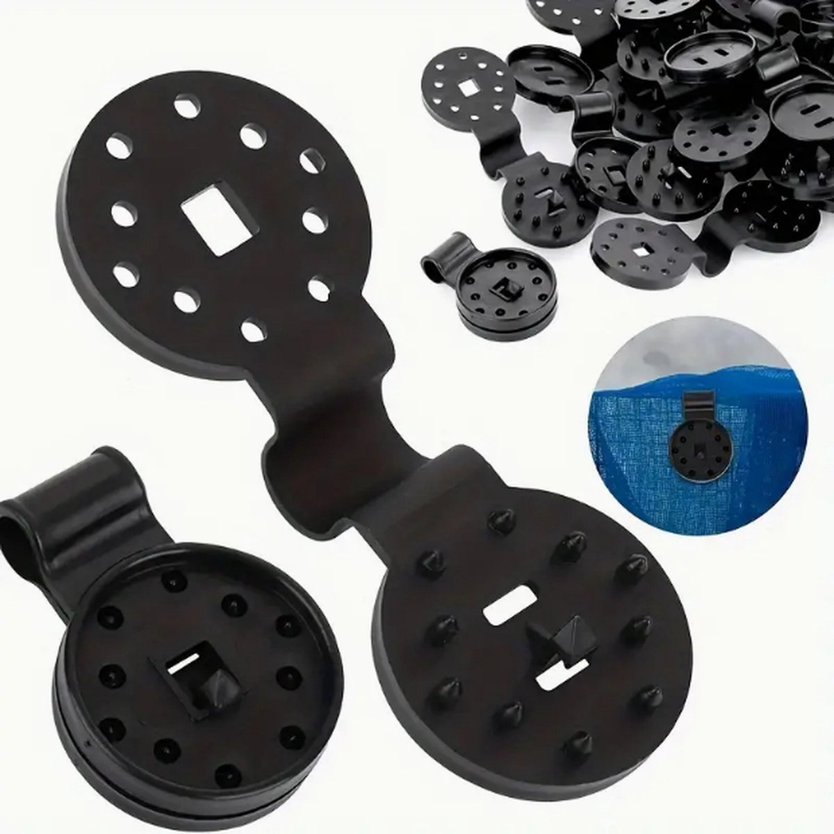 FSW-Products FSW-s 10 Stuks Clips voor Schaduwdoek Clip Zwart Kunststof Mesh Clip Tarp clips Landbouw Zonnescherm Anti Vogelnet
