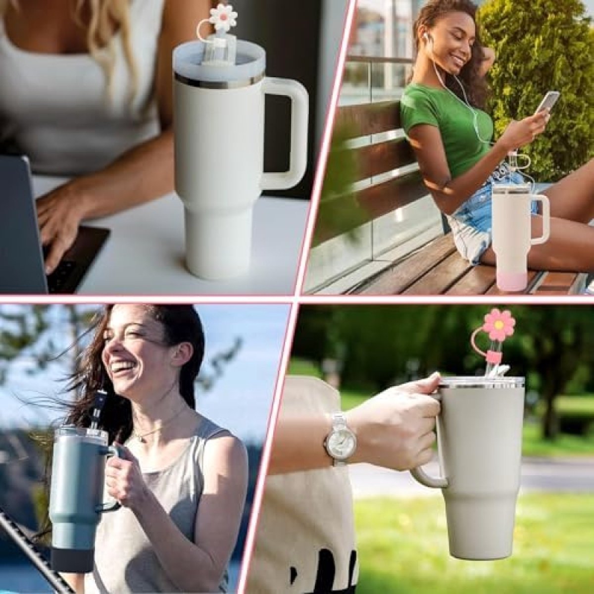 Stanley Quencher H2.0 Beker met handvat, schroefdeksel met rietje, lekvrij en compatibel met autobekerhouder, voor reizen, geïsoleerde roestvrijstalen beker voor water en meer, indigo, 1183 ml