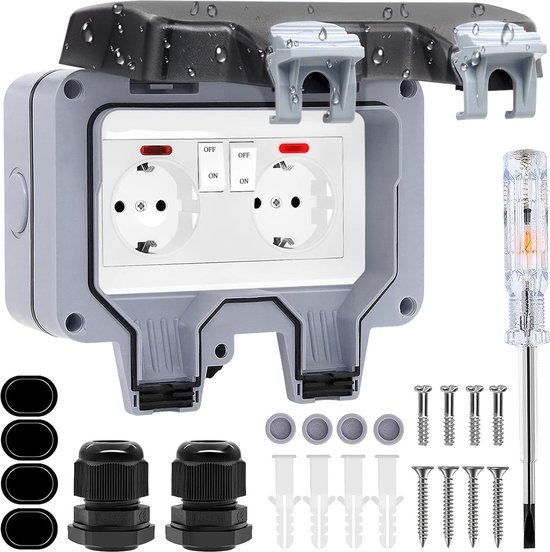 Upgrade buitenstopcontact, waterdicht stopcontact, IP66 met schakelaar