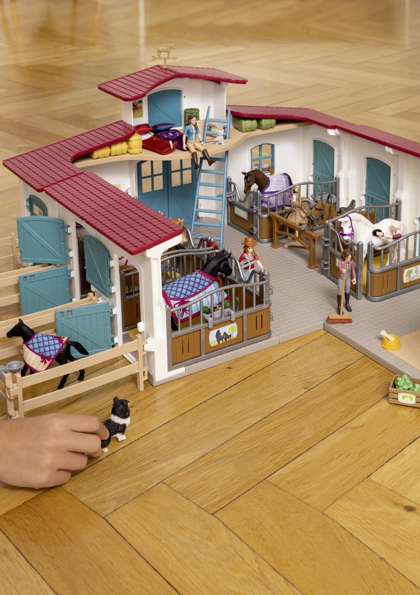 schleich HORSE CLUB - Paardenbox - met Merrie & Veulen - Afneembaar Zadel & Hoofdstel - Paarden Speelgoed - Kinderspeelgoed — afbeelding 3