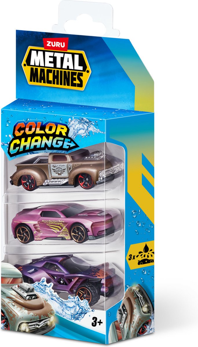 Metal Machines Metal Machine Kleurveranderende die-cast auto 3-pack - 7 cm groot van Merkloos — afbeelding 4