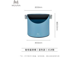 MUVNA - Uitklopbak Rond - Afklopbak - Groot 15,5cm diameter - Koffie - Espresso - Steel Knocking Bucket - Blauw