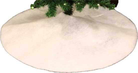 Feeric Christmas kerstboomrok - wit - 100 cm - polyester - rond - kerstboomrokken