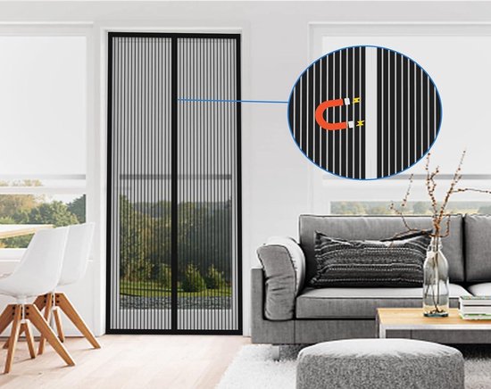 Magnetisch vliegengaas deur gordijn,Tegen Insecten 165 x 235 cm magneetgordijn Automatisch Sluiten,zonder boren voor balkondeur terrasdeur woonkamer - Wit