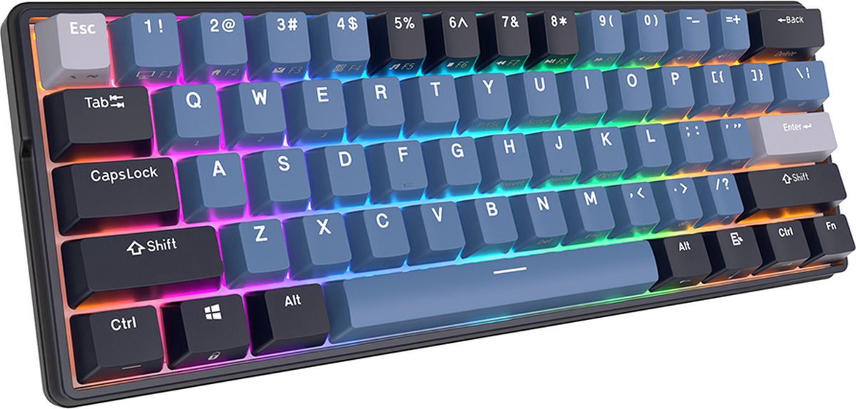 Royal Kludge RK61 Plus - Draadloos Toetsenbord - Mechanisch Gaming Toetsenbord - 61 Keys - RGB Keyboard - Sky Cyan Switches - Indigo