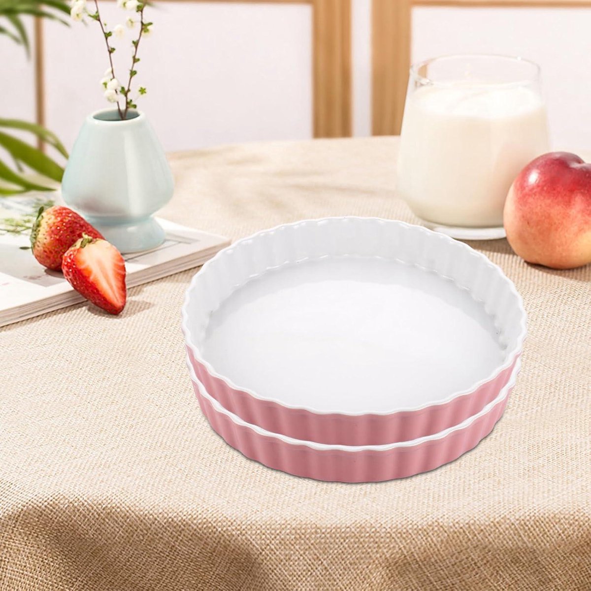 Hengrongshen Tarteform keramiek, 21 cm x 4,2 cm, ronde quichevorm van