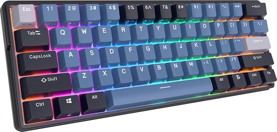 Royal Kludge RK61 Plus - Draadloos Toetsenbord - Mechanisch Gaming Toetsenbord - 61 Keys - RGB Keyboard - Blue Switches - Indigo