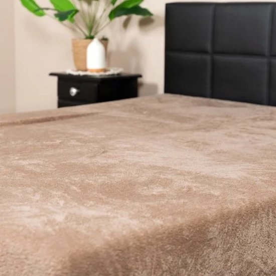 Foto: Decoware teddy fleece hoeslaken mink 160x200 cm