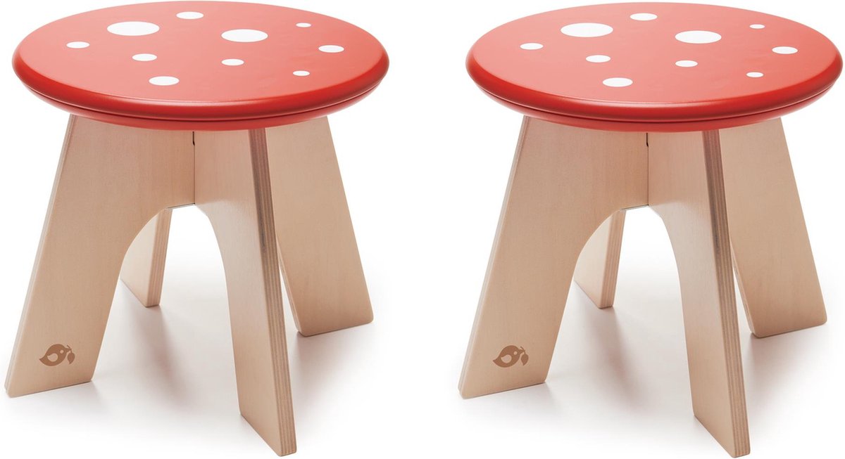 Tender Leaf Toys houten paddestoel kruk set van 2 - 34 x 34 x 28 cm