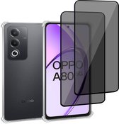 Convient pour OPPO A80 - Coque + 2x Protecteur d'écran - Couvercle en Glas trempé + Coque antichoc - Transparent