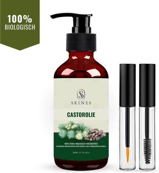 Foto: Skines bio castor olie 100 puur koudgeperst rijk aan vitamine e en omega vetzuren 300ml