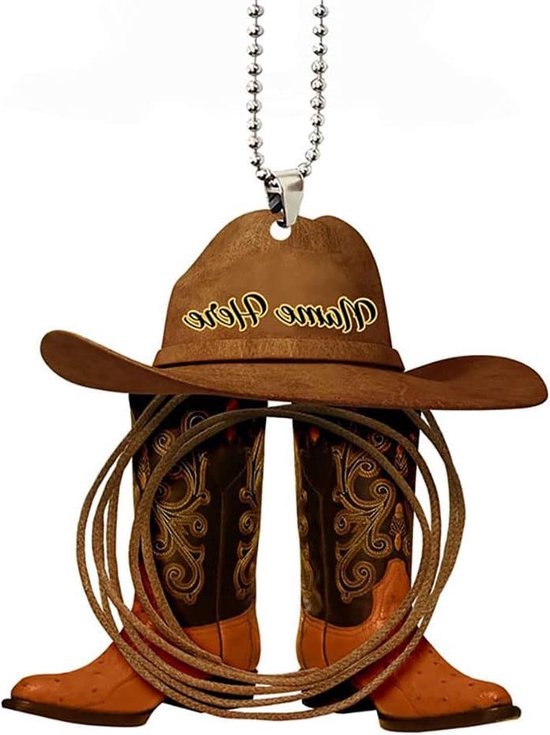 Cowboyhut Rückspiegel Anhänger - Western Deko Mit Kreuz Für Auto, Taschen & Rucksäcke