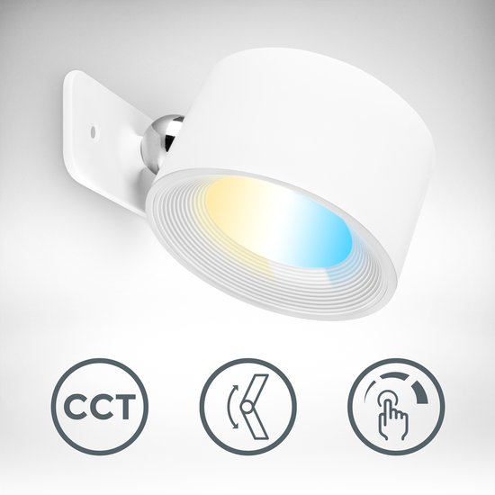 YiLaie Wandlamp voor Binnen - 4000 mAh met 3 Kleurtemperaturen, Afstandsbediening, Touch-Bediening, 360° Draaibare Draadloze Verlichting zonder Stroomaansluiting voor Woonkamer