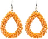 Oorbellen - oorhangers - sieraad - oorsieraad - accessoire - oranje - feestdag - druppel - water - kralen - glas - glaskralen - cadeau - geschenk - feest - hip - trendy - tijdloos - dames - vrouwen