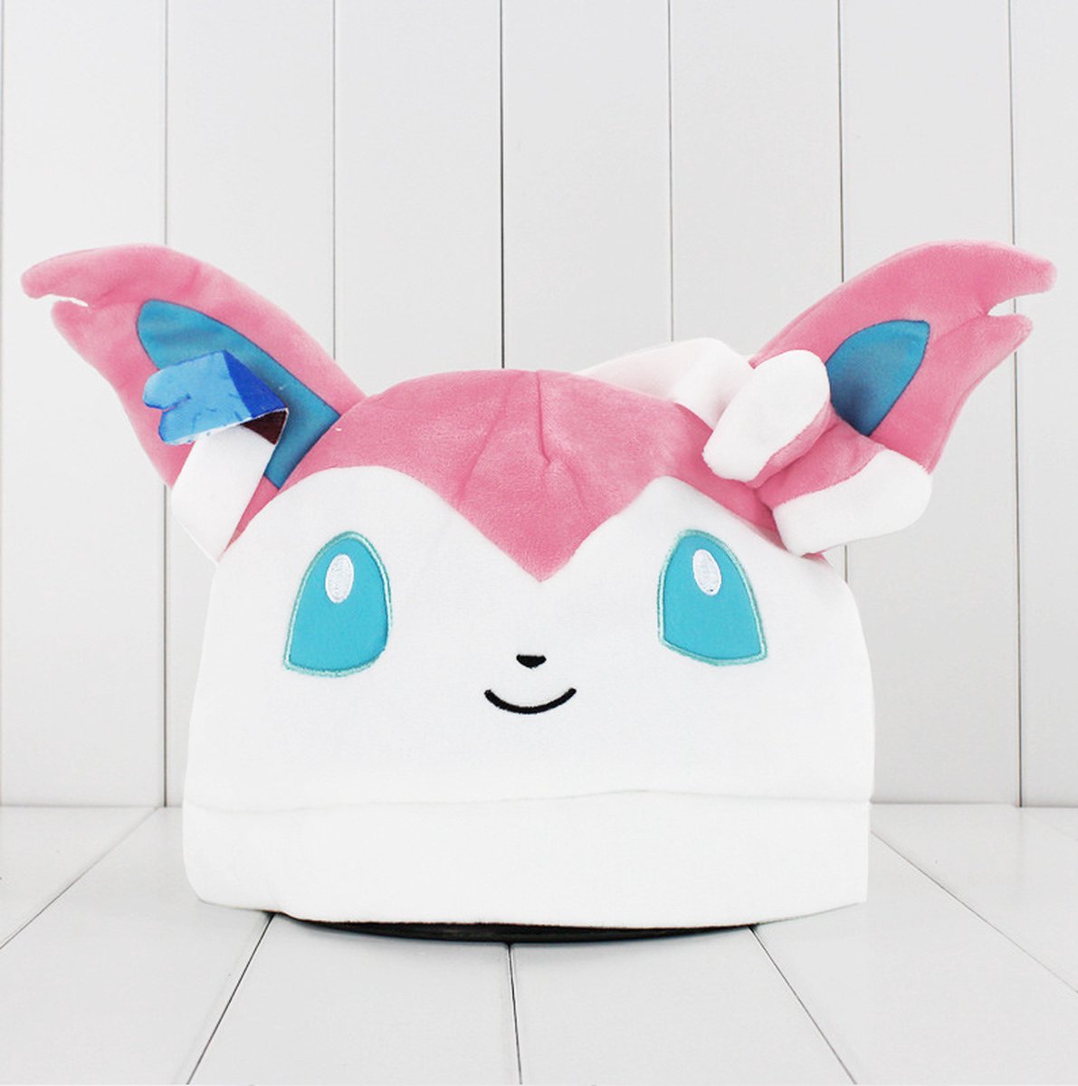 KIMU® Sylveon Konijn Vos Muts Blauw Roze Wit - Volwassenen Kinderen - Laplander Bontmuts Met Oortjes Dames Heren Jongens Meisjes Beanie Fleece Festival
