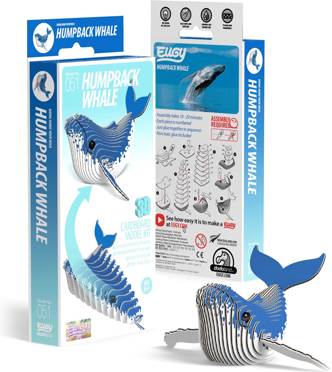 EUGY 3D Puzzel - Bultrug Walvis - Zeedieren - Duurzaam - Verzamel Ze Allemaal - 6 Jaar