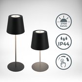 B.K.Licht - Oplaadbare Tafellamp - IP44 - draadloos - met batterij - dimbaar - buitenlamp - camptinglamp - 31 x 10.5cm - zwart