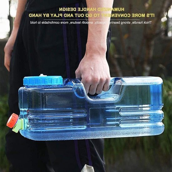 Jerrycan voor levensmiddelen, camping, watertank, emmer met kraan, grote capaciteit, waterjerrycan met handvat, waterkoker, levensmiddelenkwaliteit, multifunctioneel, herbruikbaar (10 l A