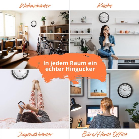 Perel Wandklok 50 cm analoog met DCF automatische tijdsynchronisatie, extra grote goed leesbare wijzerplaat, zilverkleurig aluminium frame, woonkamer keuken kantoor wachtkamer : Velleman Group nv