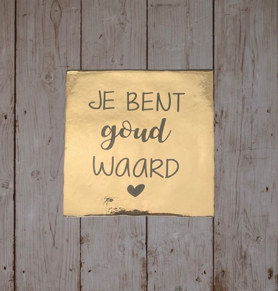 Hip Tile avec texte - Tu vaux de l'or - or - Dicton - Cadeau - Cadeau - Saint Nicolas - Noël - Juste comme ça - Anniversaire