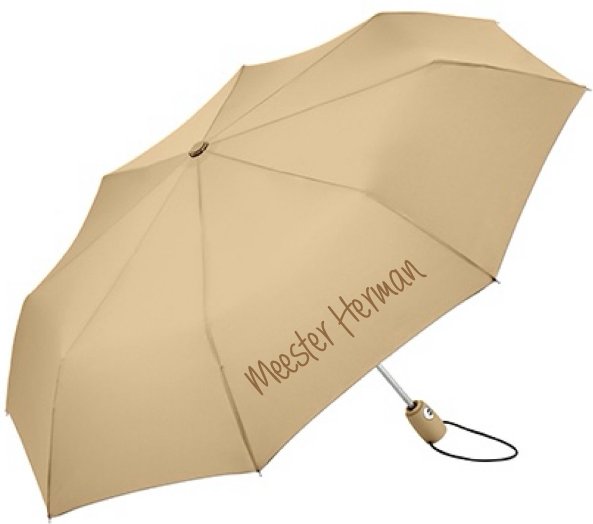 Paraplu meester met eigennaam-Gepersonaliseerd cadeau Meesterdag-Lerarendag-Creamy Sand