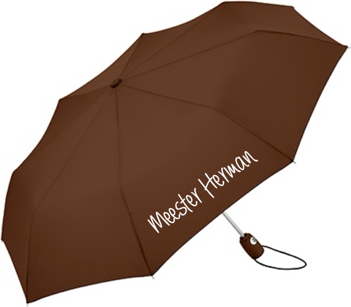 Paraplu meester met eigennaam-Gepersonaliseerd cadeau Meesterdag-Lerarendag-Coconut Brown