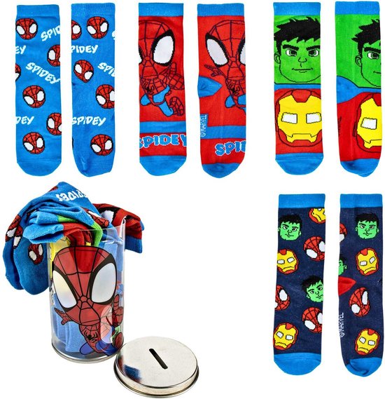 Spidey and his Amazing Friends Sokken Jongens Kinderen in Spaarpot - 4 Paar