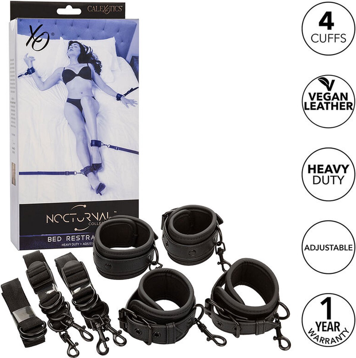 Goedkoopste CALEXOTICS - NOCTURNAL BED RESTRAINTS LEATHER ADJUSTABLE BLACK | BDSM | EXTREME BDSM | BONDAGE | FETISH | SEKSSPEELTJES VOOR KOPPELS | SEX TOYS VOOR KOPPELS