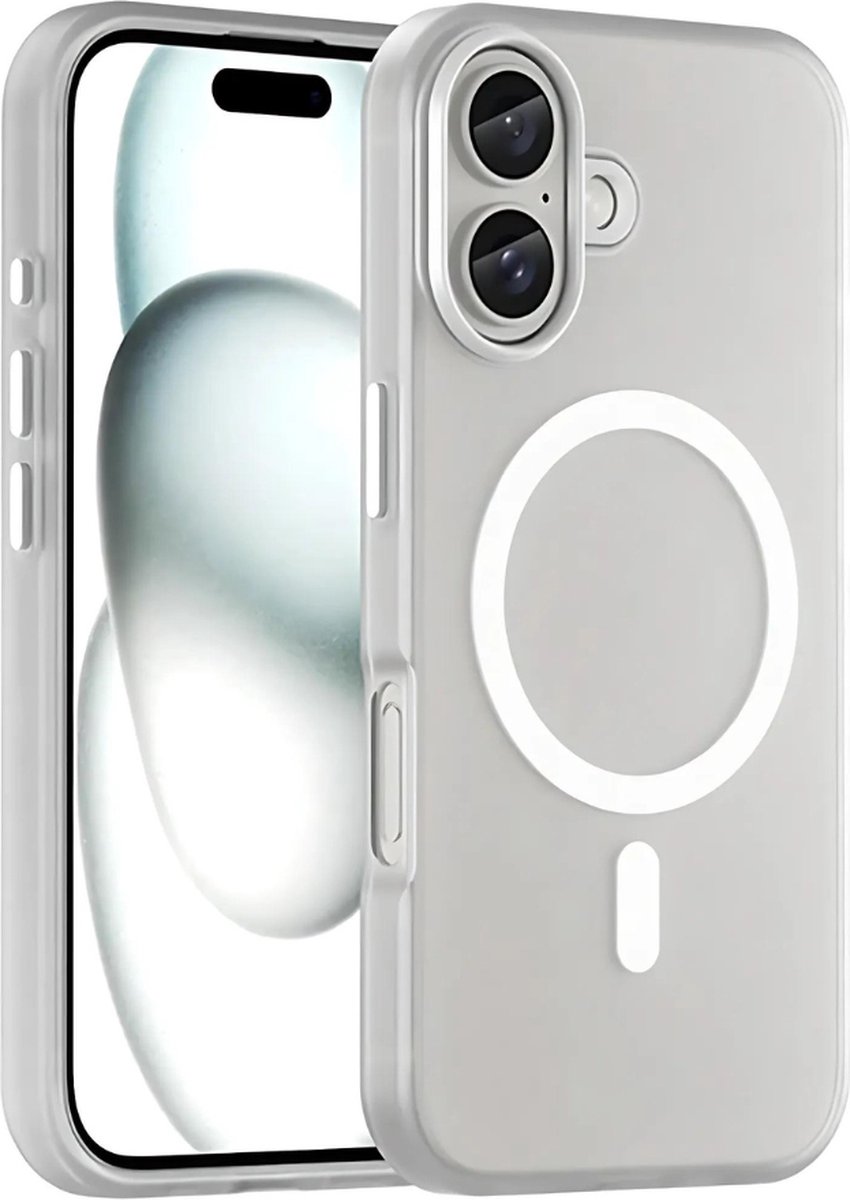 iPhone 16 Hoesje - Transparent met Witte Magsafe - Schokbestendig
