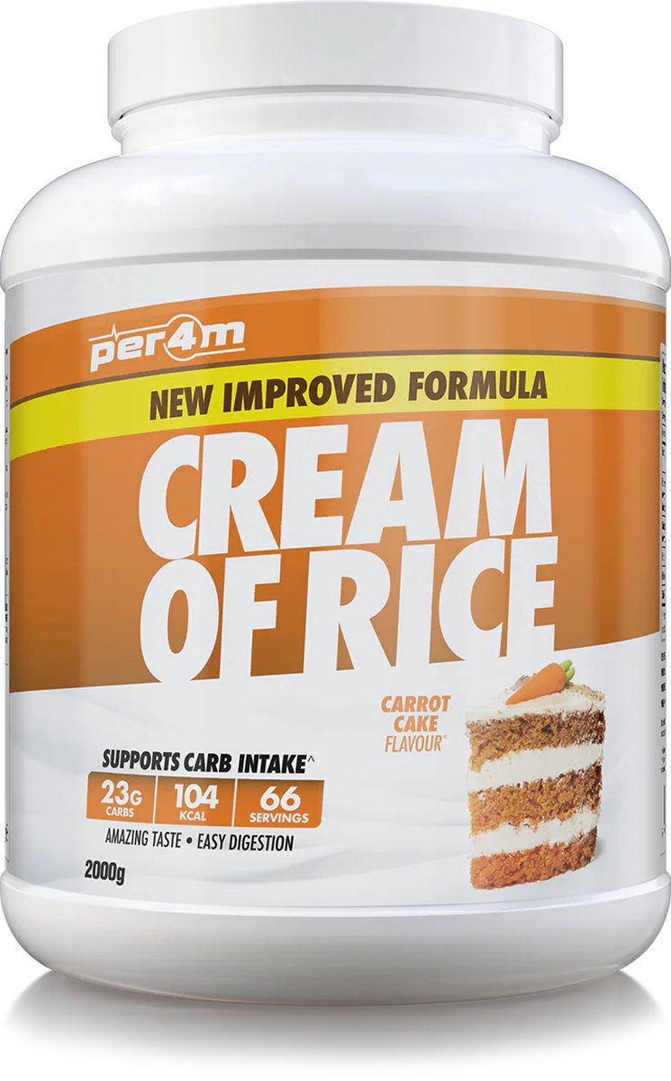 Goedkoopste Per4m - Cream of Rice - 2kg - Carrot Cake - Weight Gainer - Mass Gainer - COR - Cream of rice - Rijstmeel - Shake - Fitness - Krachttraining - Gym