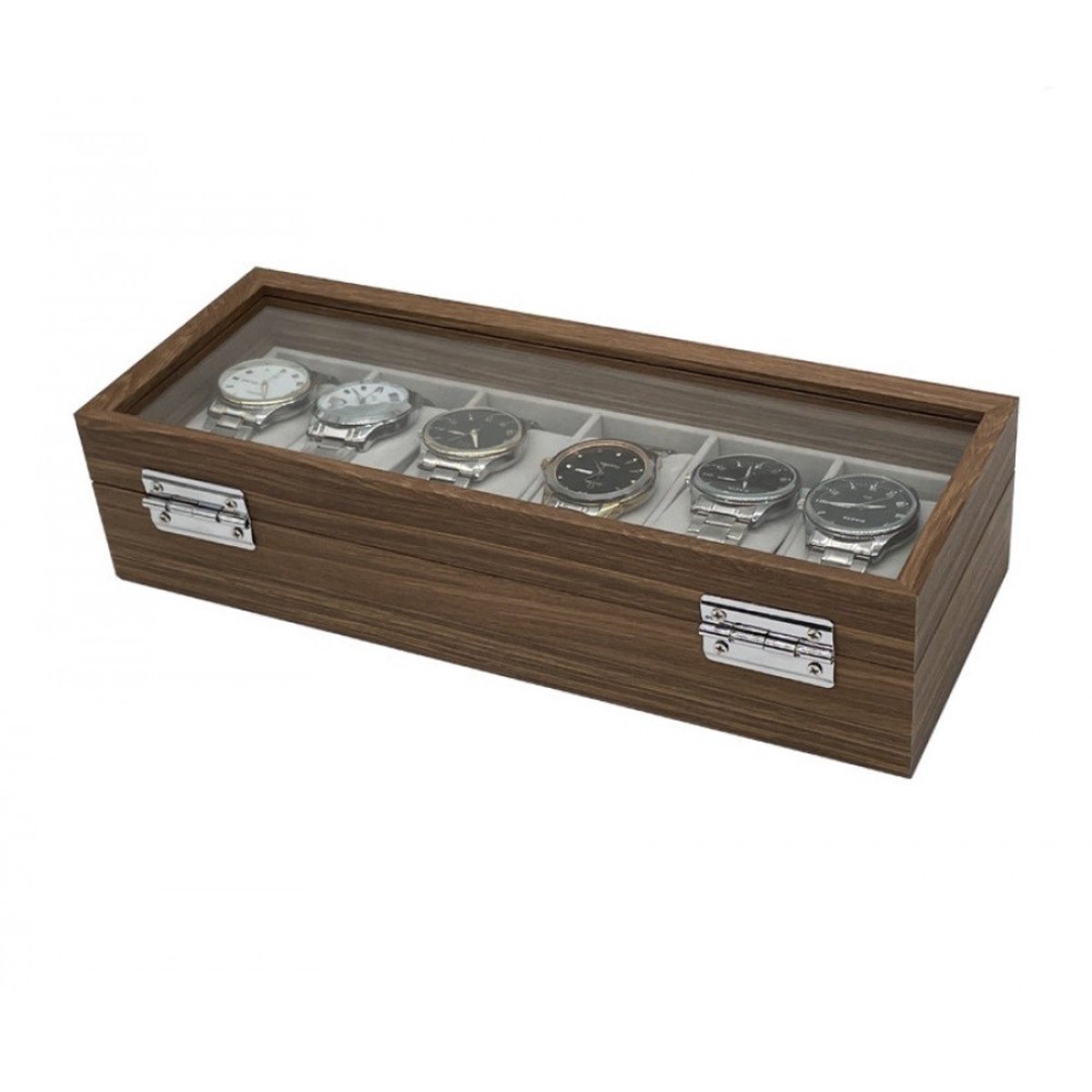 Luxe Horlogedoos Hout geschikt voor 6 horloges - Horloge opbergdoos - Horlogebox met 6 Vakken