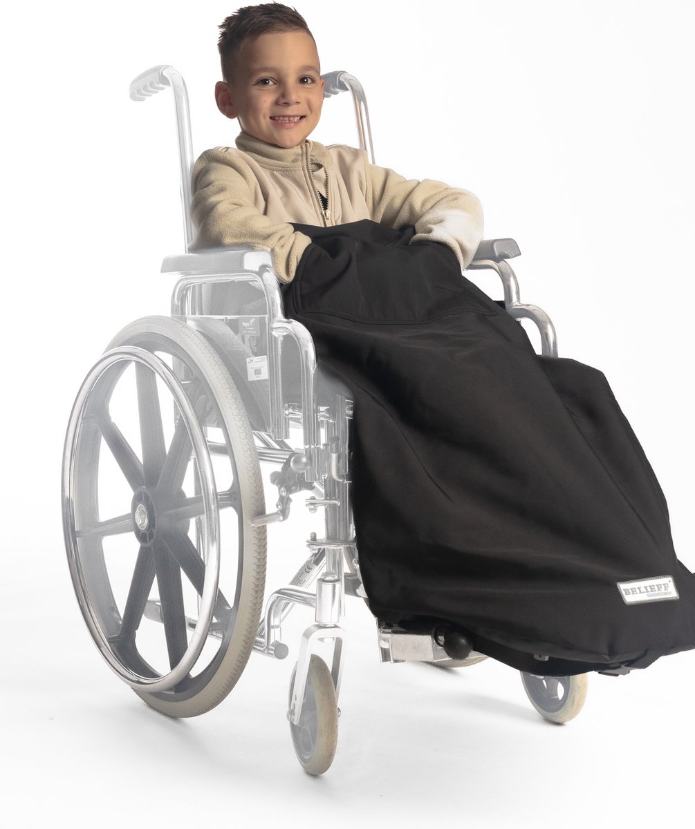 Goedkoopste Belieff Rolstoel Deken Kinderen - Rolstoeldeken - Voetenzak Rolstoel - Rolstoelzak - Wind- en Waterdicht - Fleece - Jongens & Meisjes - Flexibele Onderlaag - Zwart - Small