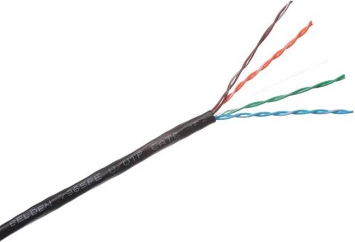 Belden U/UTP-kabel outdoor Cat.6 zwart 7965PE trekdoos 305 meter