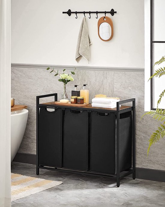 en.casa] Wasmand Saltvik met 3 zakken 75,5x102,5x38 cm zwart