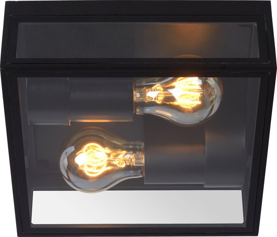 Lucide DUKAN - Plafonnière Binnen/Buiten - 2xE27 - IP65 - Zwart
