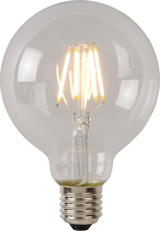 Ampoule transparente G80 Class B à filament avec culot E27 et filaments LED visibles.