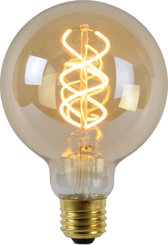 Lucide G95 - Filament lamp - Ø 9,5 cm - LED Dimb. - E27 - 1x4,9W 2200K - Amber