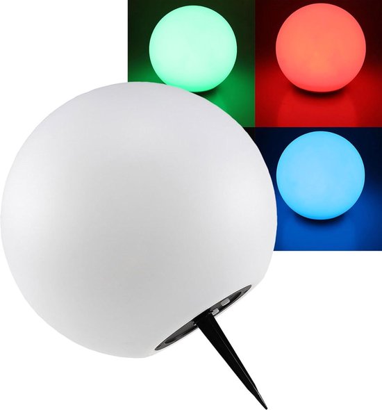 Zonne-energie Bollamp 25 cm Met Grondpen IP44 Weerbestendig Schemeringssensor 7 Instelbare Kleuren RGB