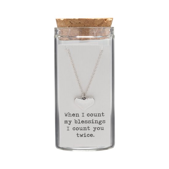 Coffret cadeau, collier en bouteille, coeur