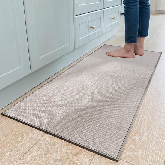 SHACOS Loper vloerkleed, grijs, 80 x 250 cm, antislip lange keukentapijtloper, wasbare vintage vloerkleed, loper voor hal, entree, keuken, slaapkamer, wasruimte