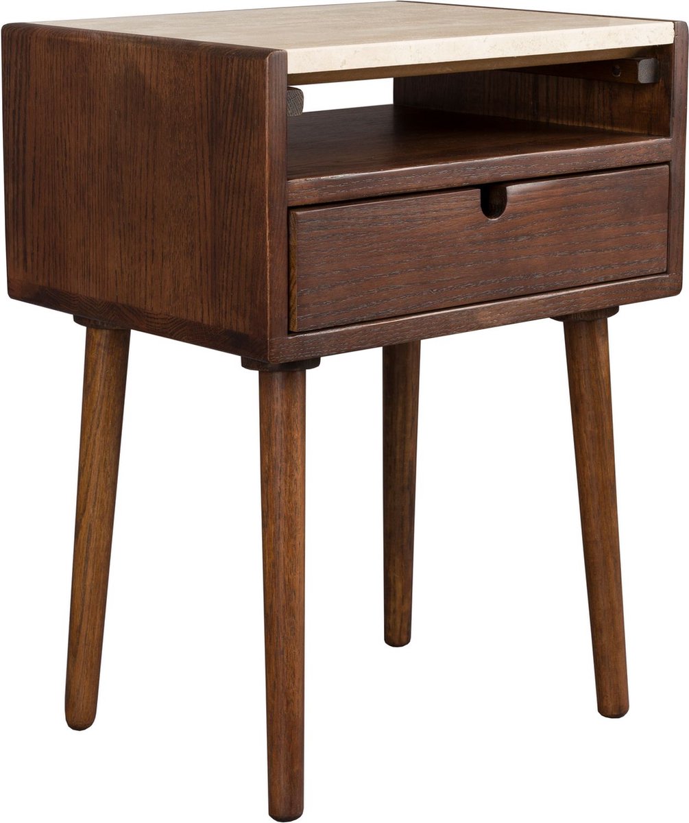 Dutchbone Arda Nachtkastje Travertin/ Hout - Beige